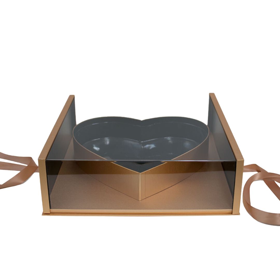 Jumbo XL Premium Clear Square Flower Box with Heart in the Middle
