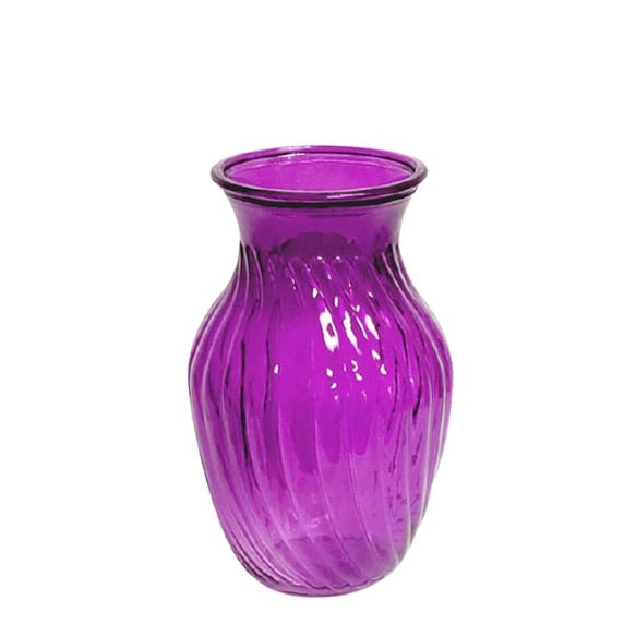 Swirl Belly Glass Vase 4w X 8h
