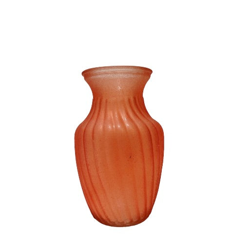 Frosted Swirl Belly Glass Vase 4w X 8h
