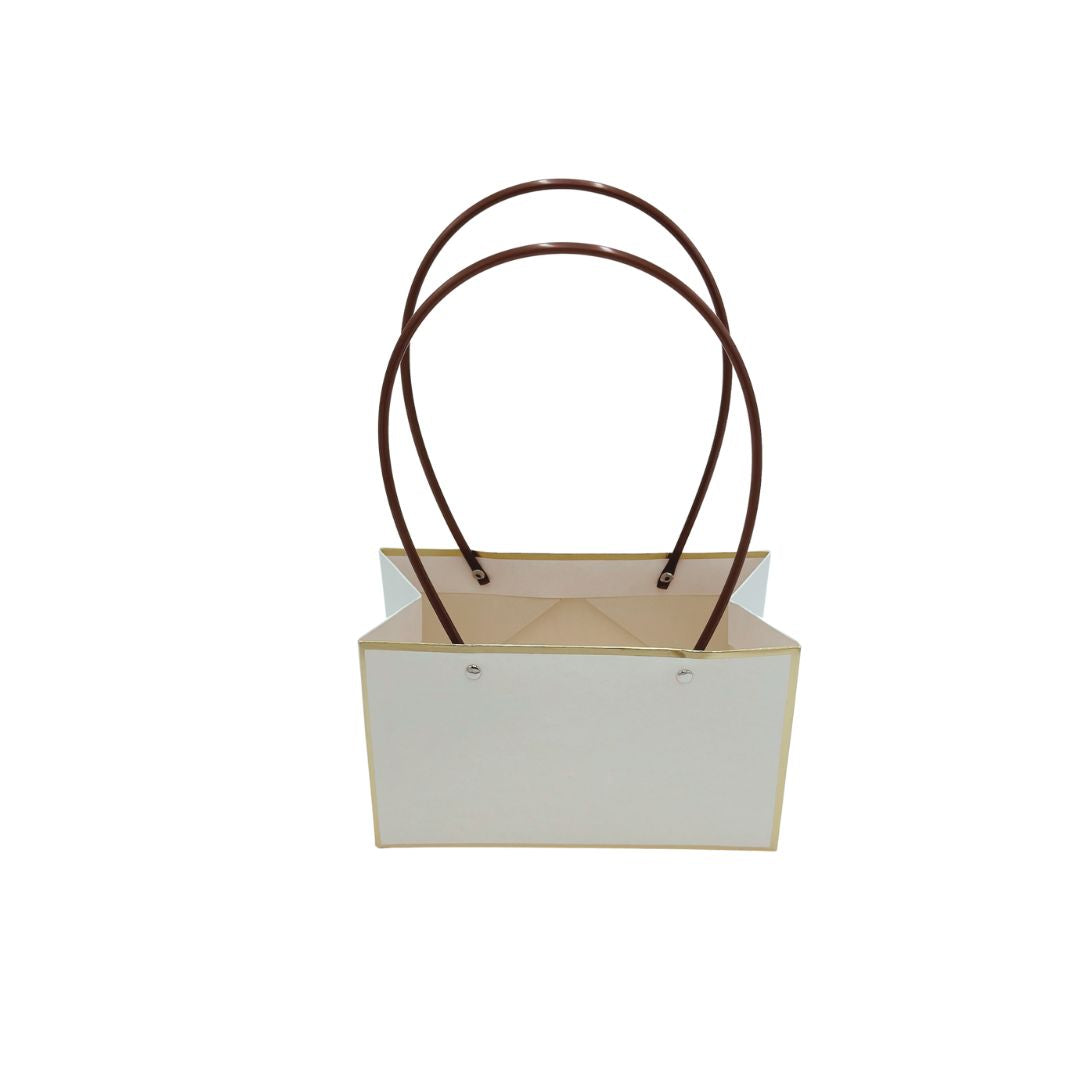 Flower Rectangular Bag with Gold Trim