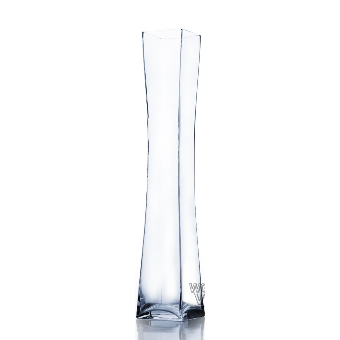 Square Concave Glass Vase 4x26
