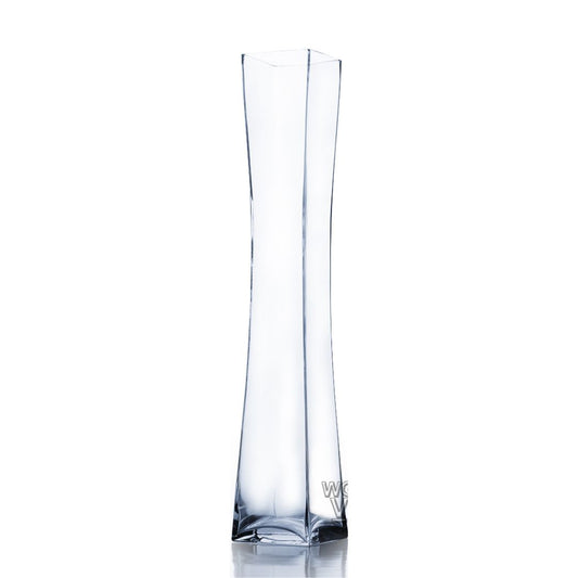 Square Concave Glass Vase 4x26
