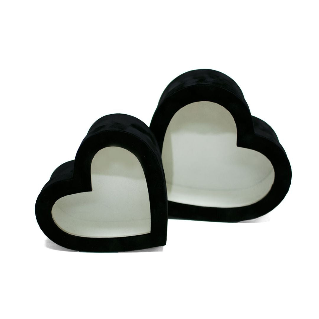 Velvet Heart Shaped Flower Box (Set of 2)