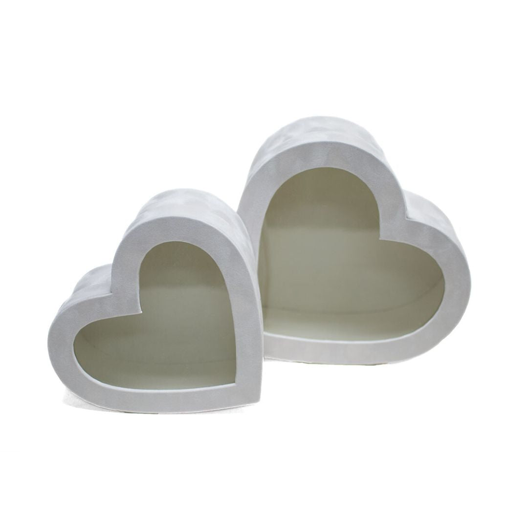 Velvet Heart Shaped Flower Box (Set of 2)