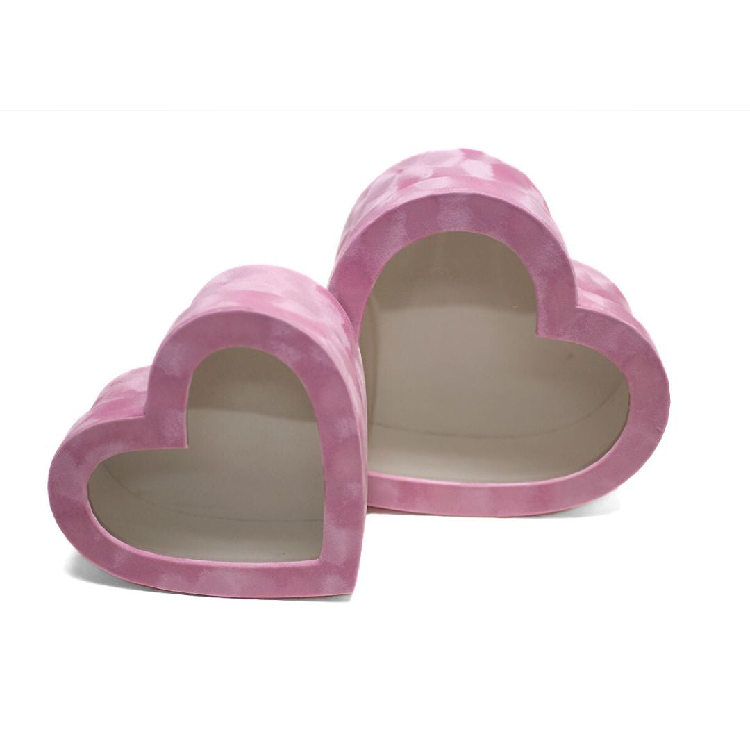 Velvet Heart Shaped Flower Box (Set of 2)