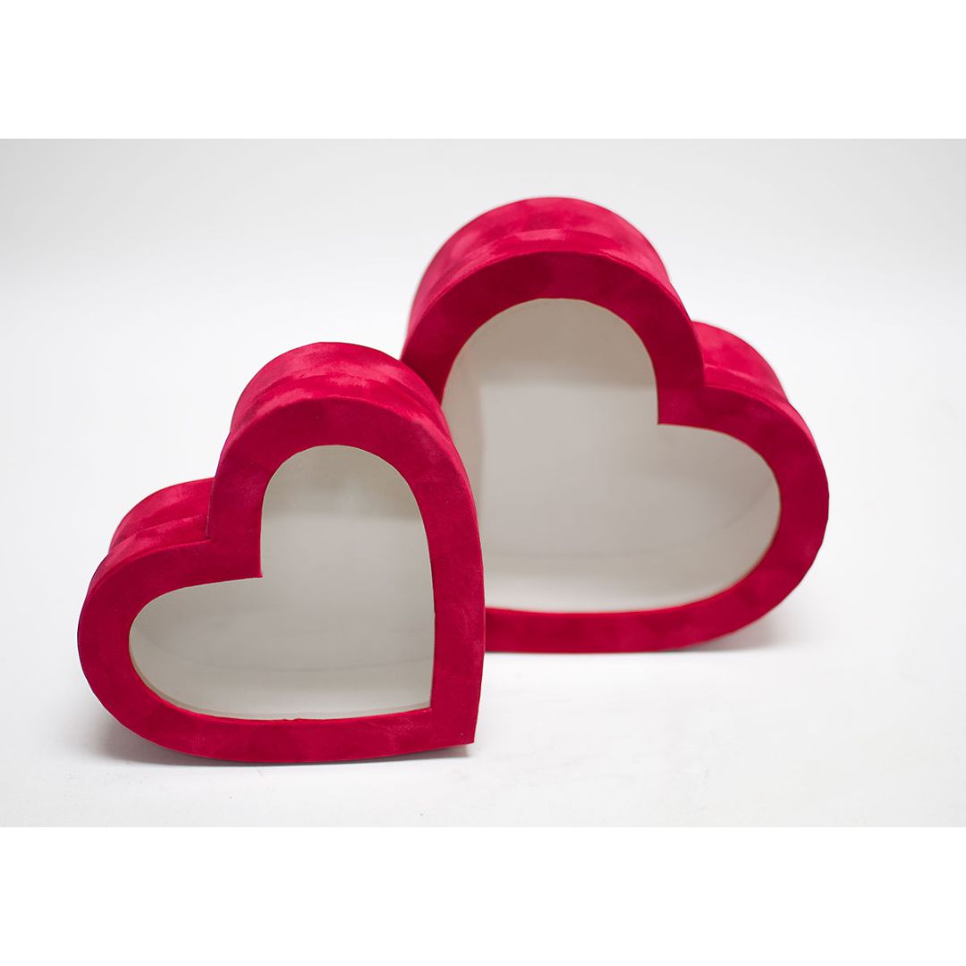 Velvet Heart Shaped Flower Box (Set of 2)