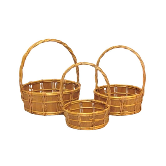 Willow round basket with wood siding