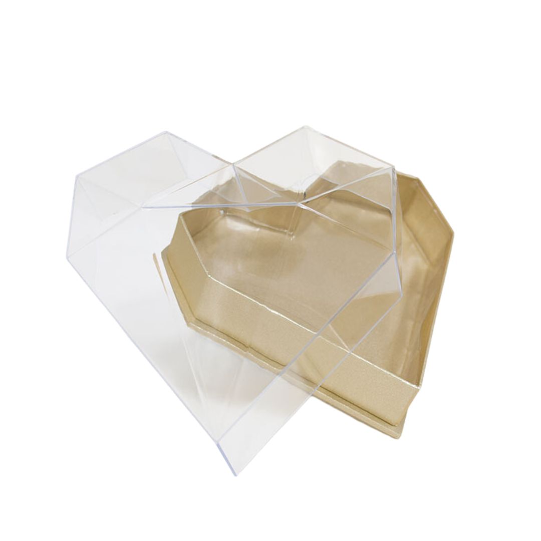 Clear Lid Diamond Heart Flower Box