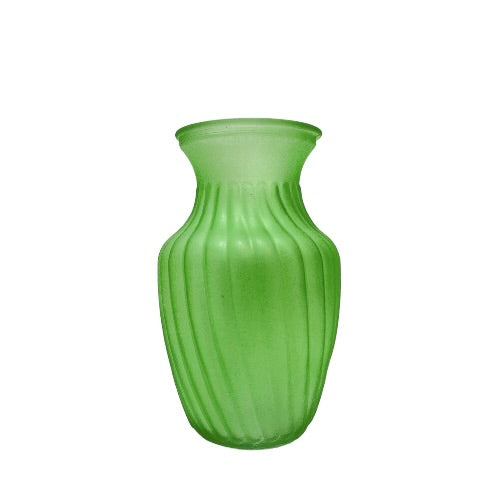 Frosted Swirl Belly Glass Vase 4w X 8h
