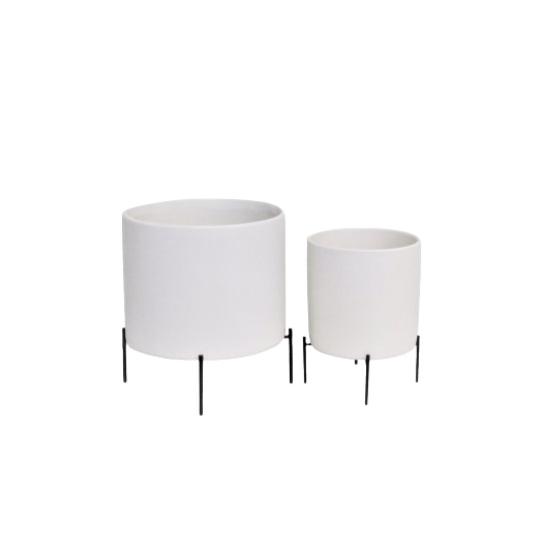 Cylinder Pot with Stand Set of 2
