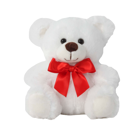 6" White Bear with Ribbon